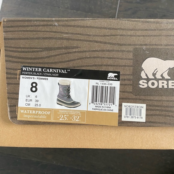 Sorel Carnival Snow Boots Gray Size 8 - Picture 10 of 10